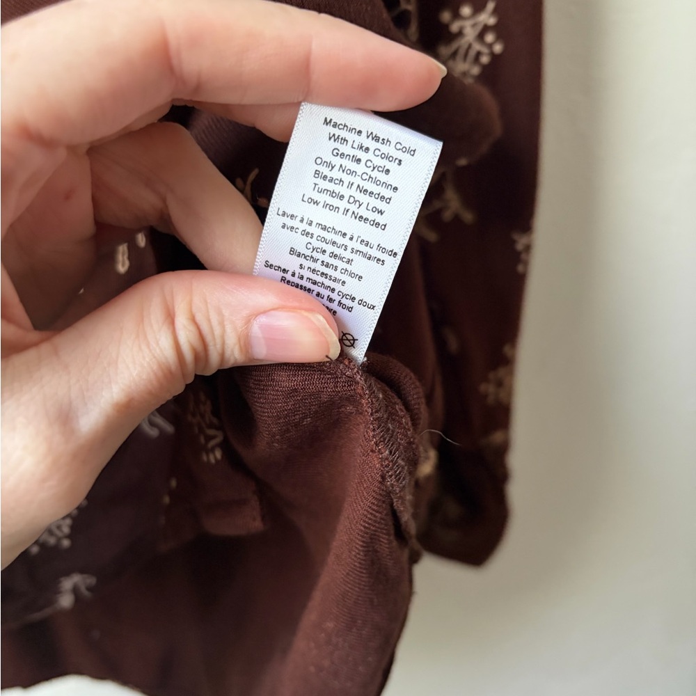 Coldwater Creek Horse Print Rayon Western Button Up Blouse Brown M - Picture 8 of 9